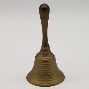 Vintage Small Ribbed Solid Brass Bell - 3.75"